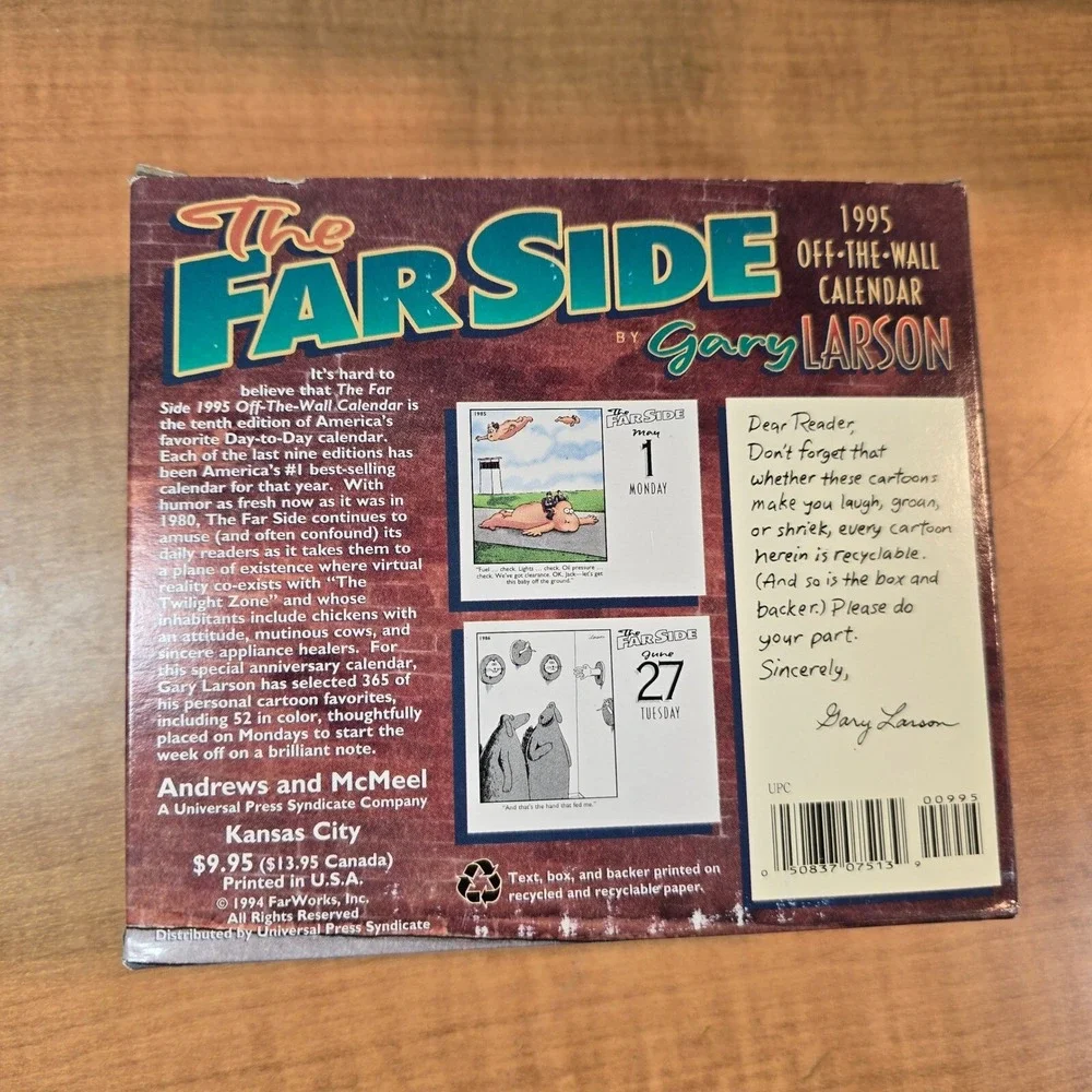 1995 Vintage THE FAR SIDE Off the Wall Daily Desk Calendar by Gary‎ Larson NEW
